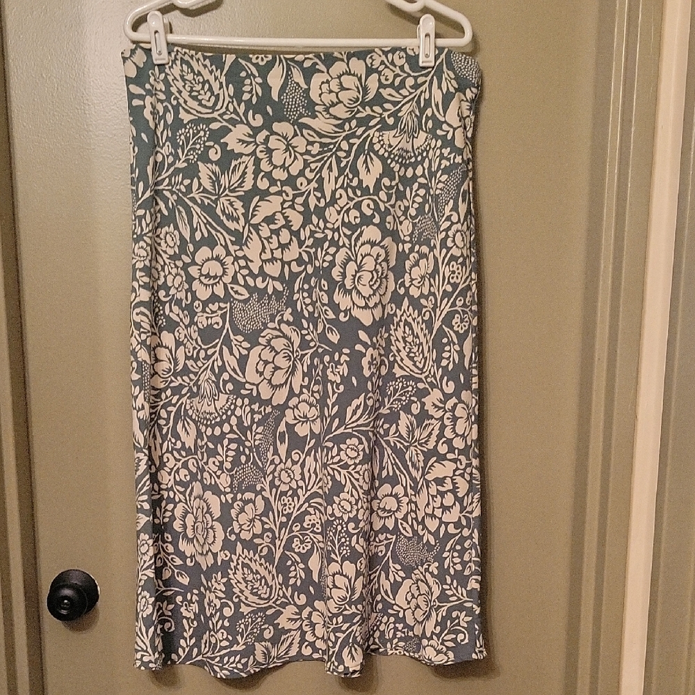 Rachel Zoe Green and Cream Floral A-Line Skirt